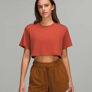 Lululemon "All Yours" Cropped T-Shirt in Red Rock 6